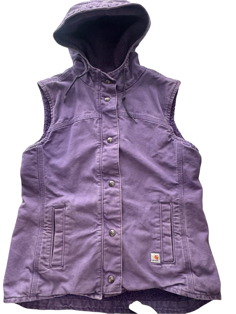 ✨ Carhartt Women's Sandstone Berkley II Hooded Sherpa Vest ✨ Rare Purple (4/6)